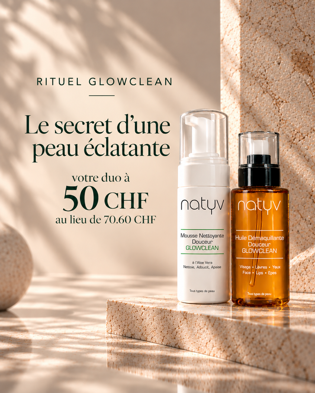 Duo GLOWCLEAN : Huile Démaquillante & Mousse Nettoyante